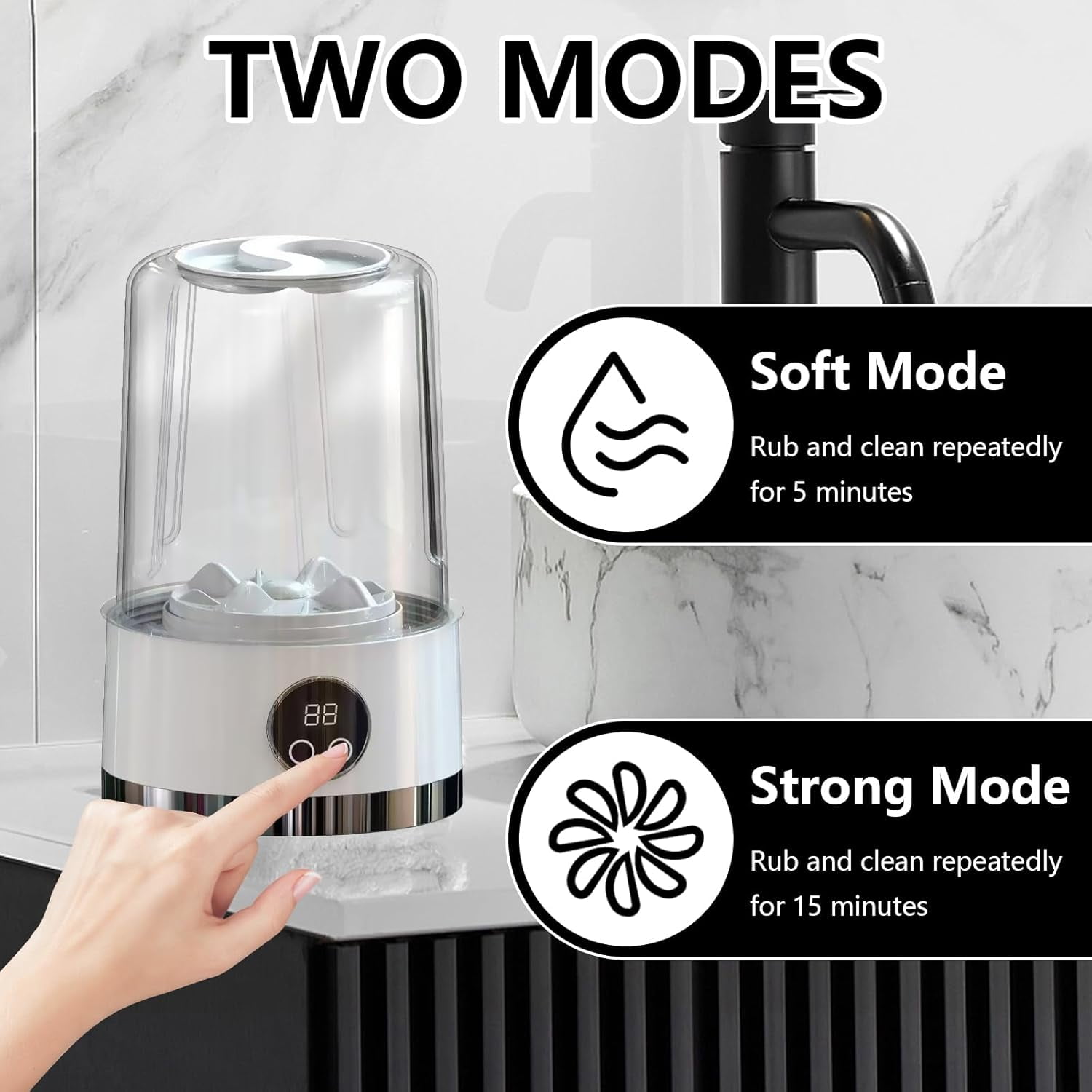 Portable 1L mini washing machine with 2 washing programs