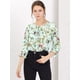 thumbnail image 3 of Blusa floral Allegra K Manga 3/4 con volantes y cuello En V Verde S, 3 of 6