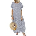 thumbnail image 1 of Uhndy Women O Neck Short Sleeve Dot Printing Dress With Pockets Maxi Dress White S, 1 of 4