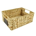 thumbnail image 2 of YaoZQ Woven Water Hyacinth Storage Basket with Chalkboard Label Natural Straw Pantry Organizer Bin for Shelf Kitchen Closet Home Organization 12 Inch Brown, 2 of 9