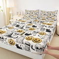 thumbnail image 3 of Manfei Spooky Pumpkin Lantern Fitted Sheet Queen,Magic Ghost Halloween Bedding,3 Pieces,1 Fitted Sheet and 2 Pillowcases, 3 of 6