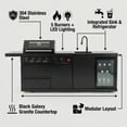 thumbnail image 4 of Nyddle 84 Inch Outdoor Kitchen Grill Island,75300 BTU 5-Burner 304 SS Gas Grill with Infrared Rear Burner,Sink,Wine Cooler,Refrigerator & Rotisserie Kit,Black, 4 of 16