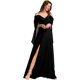 thumbnail image 1 of Vestidos de dama de honor de gasa con cuello en V y tirantes finos personalizados, vestidos formales de dama de honor fruncidos con hombros descubiertos y mangas, 1 of 5