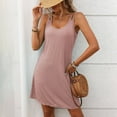 thumbnail image 4 of Vestido sin mangas de primavera/verano para mujer: cuello redondo, color liso, corte holgado, informal/relajado, mezcla de poliéster, 4 of 8