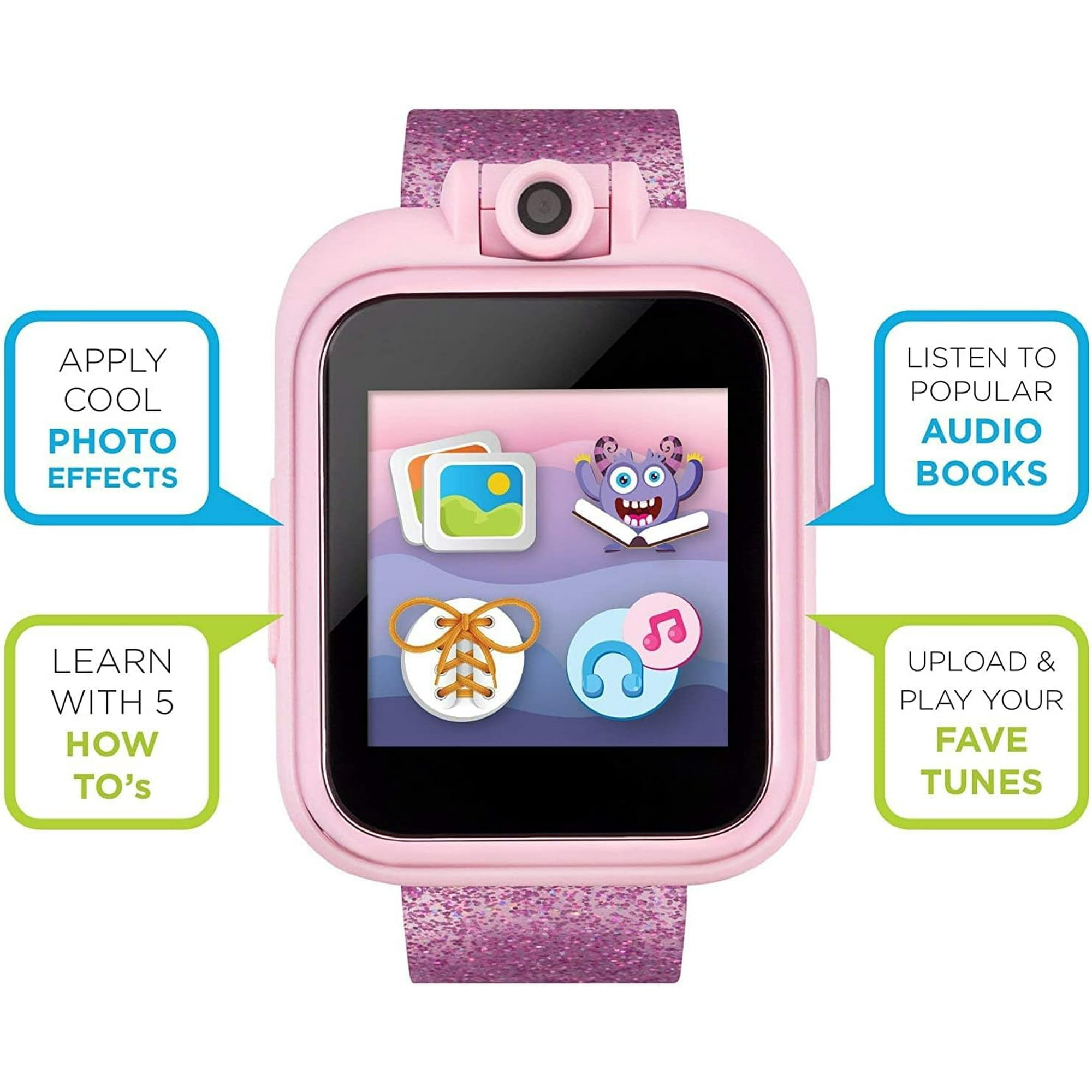 PlayZoom 2 Kids Smartwatch Earbuds Set Pink Blue Gradient Glitter Walmart