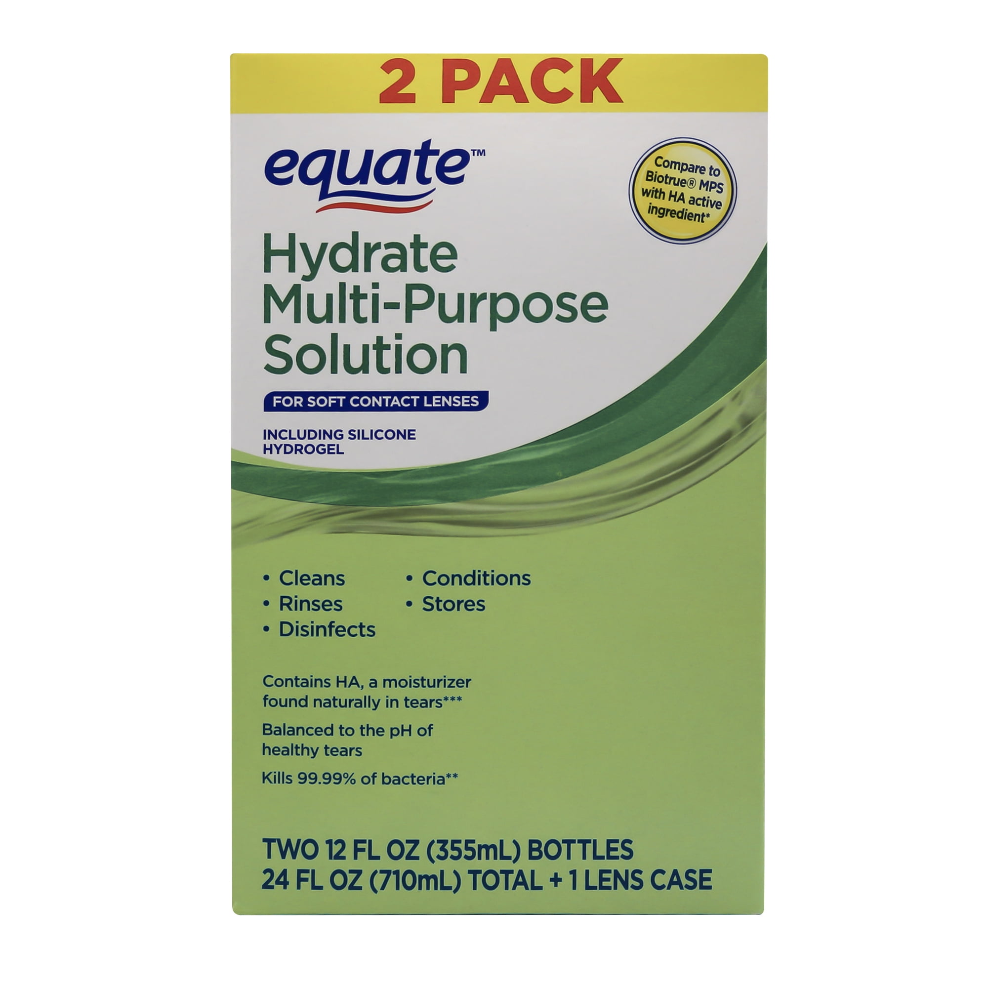 Equate MultiPurpose Contact Solution Twin Pack, 12 fl oz, 2 Pack