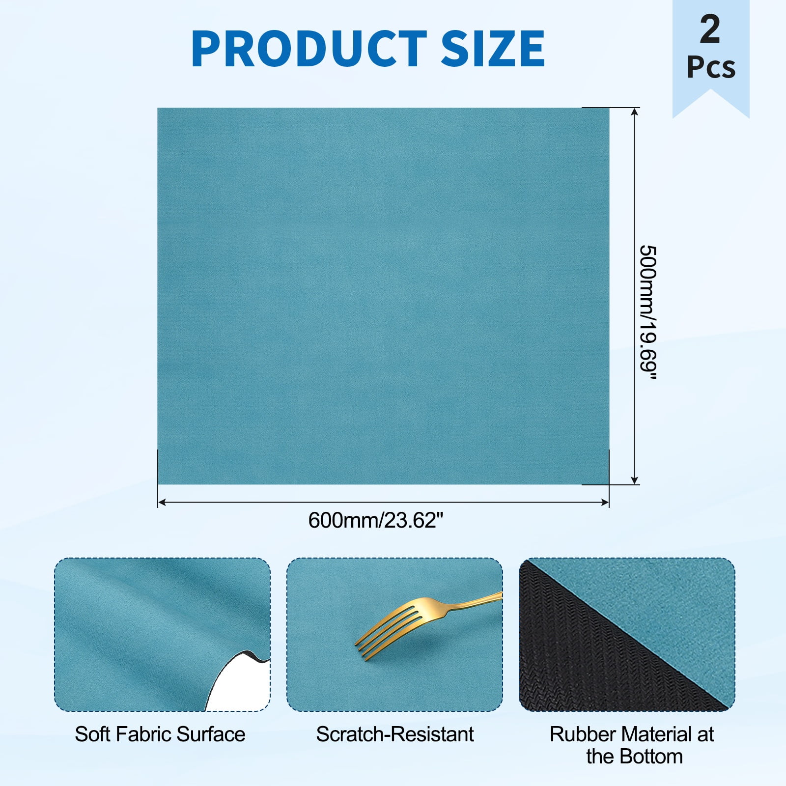 Washer and Dryer Top Protector Mat 24" x 20", 2Pack - Non-Slip, Quick Drying Rubber Washing Machine Top Cover Pad for Home Kitchen Laundry Room, Blue