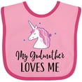 thumbnail image 3 of Inktastic My Godmother Loves Me Unicorn Girls Baby Bib, 3 of 4