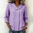 thumbnail image 2 of Enjoytime Ladies Tops and Blouses 3/4 Sleeve Collared V-Neck Button Down Blouses Business Casual Plus Size Womens Clothing, 2 of 6