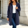thumbnail image 2 of felwors Women's Long Sleeve Longline Zip-Up French Terry Hoodie Oversized Tunic Sweatshirt for Fall Casual Navy for Size L, 2 of 5