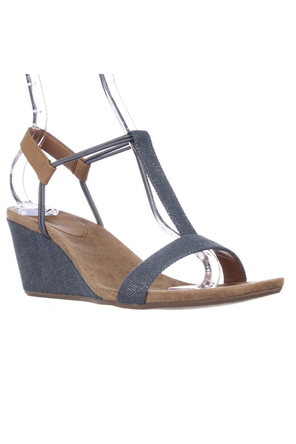 Womens SC35 Mulan T-Strap Wedge Sandals, Indigo