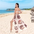 thumbnail image 6 of FORMRS Womens Long Sarong Beach Wrap Semi-Sheer Bikini Skirt Bathing Swimsuit Cover Up, Pink Cakes, 6 of 7