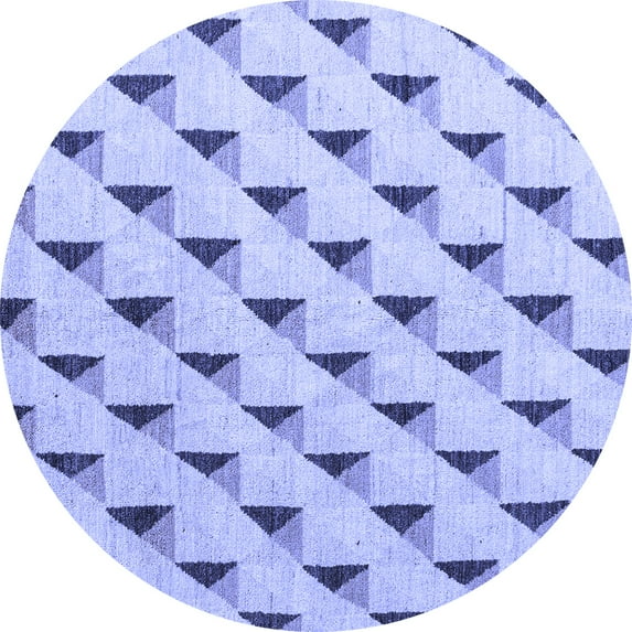 Ahgly Company Machine Washable Indoor Round Solid Blue Modern Area Rugs, 8' Round