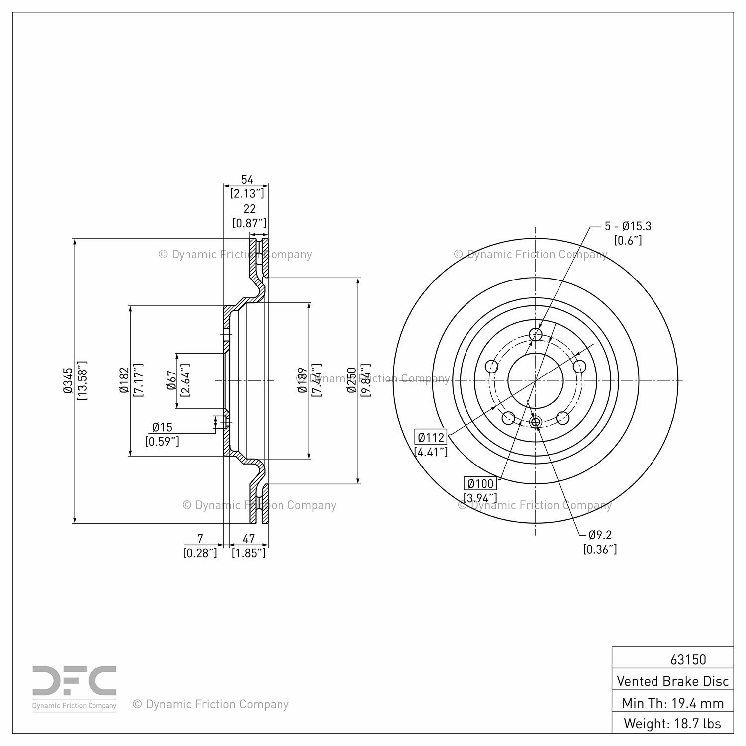 Rear Dynamic Friction Company GEOSPEC Coated Brake Rotor 604-63150 (1)