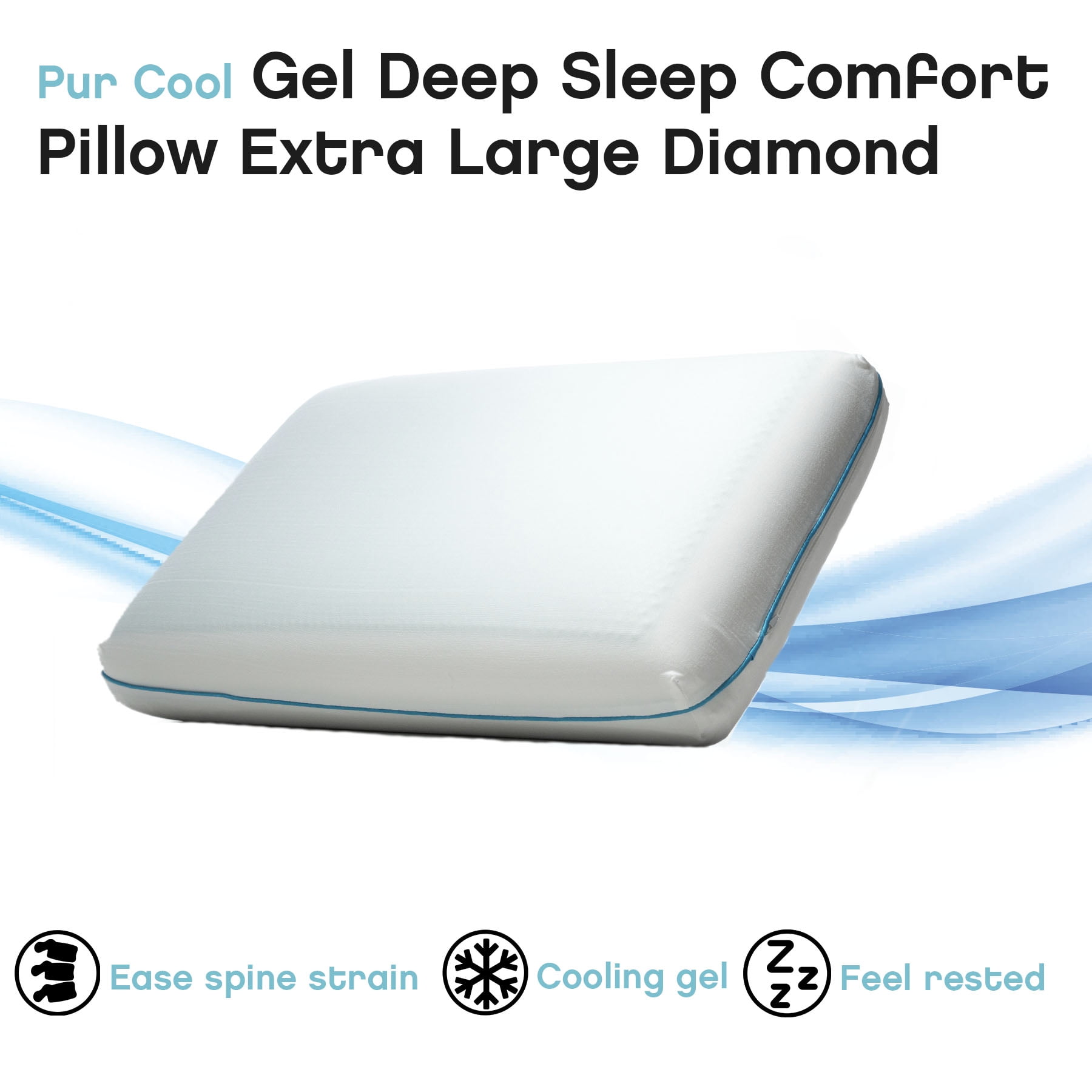 NWOT Pur-Well Living Pur Cool Gel Deep Sleep Comfort Pillow Diamond Line 