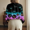 thumbnail image 5 of Women's Halloween Pumpkin Print Button Down Shirt, Long Sleeve Casual Blouse, Festive Holiday Tops for Party and Daily Wear, 5 of 5