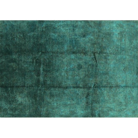 Ahgly Company Indoor Rectangle Oriental Turquoise Blue Industrial Area Rugs, 2' x 5'