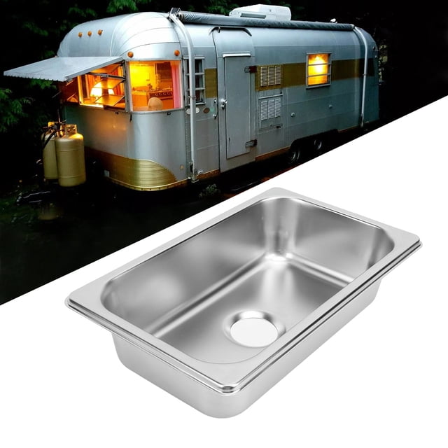 10.43x6.38x2.56in Drop in Bar Sink, 304 Stainless Steel Handmade Single Bowl Kitchen RV Sink with 40mm Sewer Outlet, RV 304 Stainless Sink Kitchen Rectangular Hand Wash