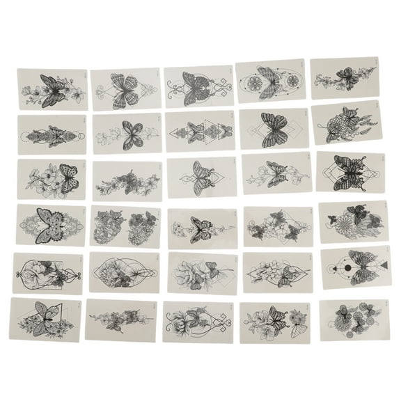 Unique Bargains 1 Set Personalized Fake Tattoos Butterfly Temporary Tatto for Adult Black