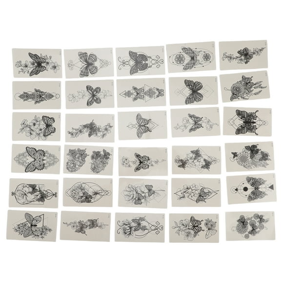 Unique Bargains 1 Set Personalized Fake Tattoos Butterfly Temporary Tatto for Adult Black