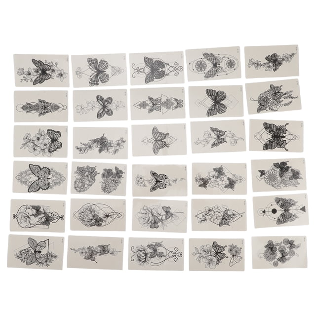Unique Bargains 1 Set Personalized Fake Tattoos Butterfly Temporary Tatto for Adult Black