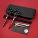 thumbnail image 2 of Juego de 11 piezas de tijeras de peluquería para el hogar, color negro, tijeras de dientes planos, tijeras para el cabello, 2 of 6
