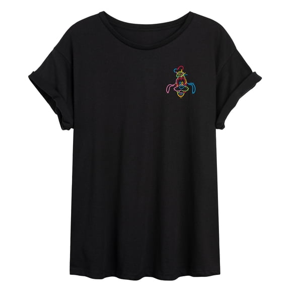 Disney - Goofy Linework - Juniors Oversized Graphic T-Shirt