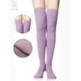 thumbnail image 2 of GustaveDesign Women's Thicken Velvet Stockings, Extra Long Over High Knee Coral Fleece Socks, Fuzzy Slipper Socks for Christmas Gifts "Purple", 2 of 10