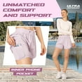 thumbnail image 3 of Ultra Performance Gym Shorts Women Pack of 2, Nylon Compression Workout Shorts Women with Liner, X-Small Black, Lilac, 3 of 7