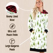 LazyOne Oversized Hoodie Sweatshirt, Comfortable Loungewear, Forest (Evergreen Plaid, L/XL)
