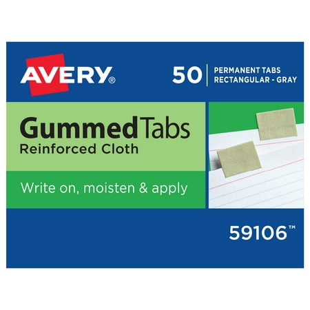- Avery Gummed Tabs, Reinforced Cloth, 1
