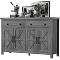thumbnail image 7 of VVFLU 55" Sideboard Buffet Cabinet with Storage, Coffee Bar Cabinet with 2 Drawers and 4 Barn Doors, Long Storage Cabinet Modern Farmhouse, Grey Wood, for Kitchen, Dining Room, Living Room, 7 of 7