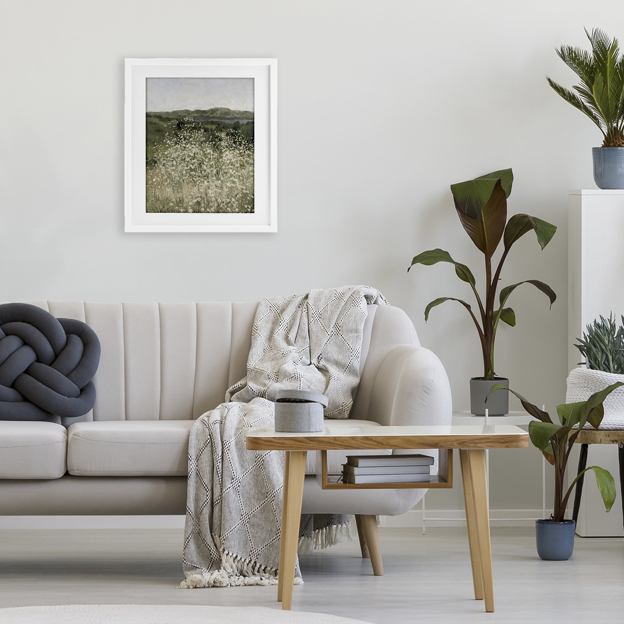 Stupell Industries Sunlit Meadow of White Daisies White Framed Print Under Glass, design by Amber Sterling