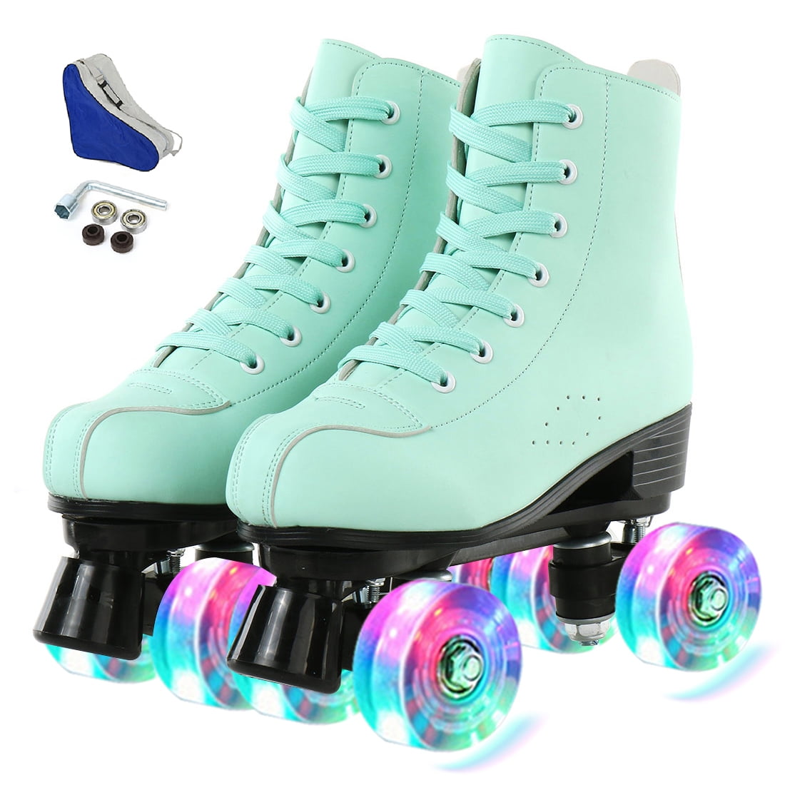 EONROACOO Green Women's Roller Skates for Girls, Lightning Wheels Mens Skates(Women 7/Men 5.5)
