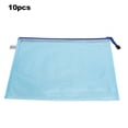 thumbnail image 3 of 10pcs Mesh Sac à Glissière A4 Dossier PVC Transparent Pack d'Information Document OrganizerLight Bleu, 3 of 11