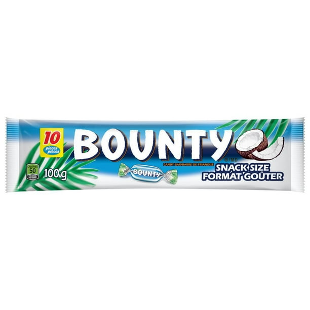 Mini barre de chocolat au lait et à la noix de coco Bounty, mini barre, sac, 10 unités