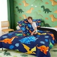 thumbnail image 4 of Erosebridal Kids Cartoon Dino Queen Comforter Set, Cute Dinosaur Bedding Comforter Set, Blue, 4 of 6