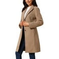 thumbnail image 4 of Women's Single Breasted Peacoat Fashion Winter Notched Lapel Button Down Outerwear Overcoat L Brown, 4 of 6