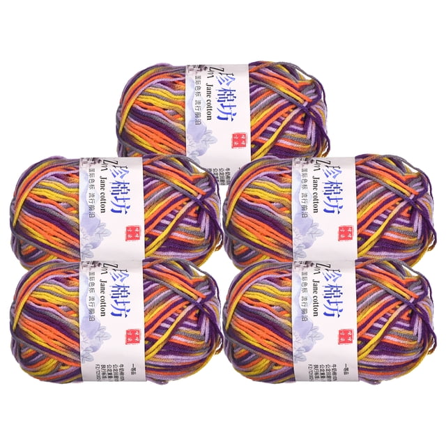 Unique Bargains Fil Mélange de Coton Orange Coloré, Lot de 5, 50 g Chacun