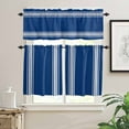 thumbnail image 2 of Blue Striped Kitchen Curtain Set, Farmhouse Blue White Stripes Window Valance and Tiers 36" Length, Light Filtering Short Curtains Valance for Cafe Bathroom Bedroom 54"x18", 2 of 7