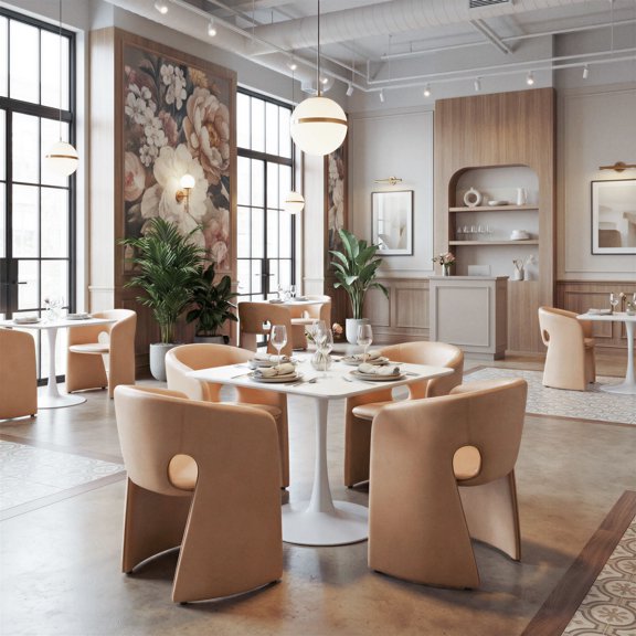 Rosyth Dining Chair Tan Dining Chair, Modern Style, Comfy and durable polyester fabric, Steel, Indoor Dining