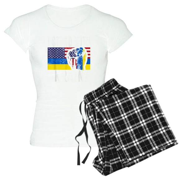 CafePress - I Stand With Ukraine Flag American Flag Su Pajamas - Women's Short Sleeve Print T-Shirt and Pants Light Cotton Pajama Set