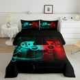 thumbnail image 2 of jejeloiu Gaming Gamer Full Size Comforter Sets,Modern Video Game Bedding Comforter Set,Red Cyan Gamepad Bedding Sets For Boys,Breathable Home Decor Reversible,3pcs, 2 of 8