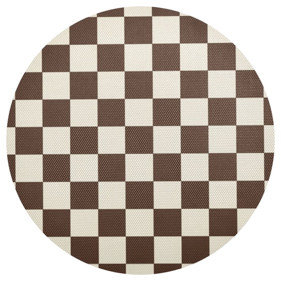 15.4Inch Round Placemats Set of 1 Heat Resistant and Cuttable Woven Table Mats for Table Decor Brown and Cream Checkered