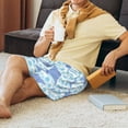 thumbnail image 4 of Mens Pajama Shorts, stingray bubbles blue stripes Sleep Shorts Men Pajama Bottoms Lounge PJ Shorts with Pockets, 4 of 6