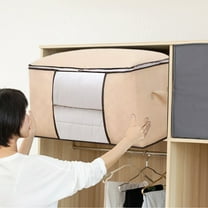 Gnmfd Heavy Duty Extra Large Clothes Storage Tote Bag with Double Zipper, Foldable Storage Bins with Lids for Moving, Closet Organizers and Storage, Bedding, Dorm, Travel, Holiday Packing