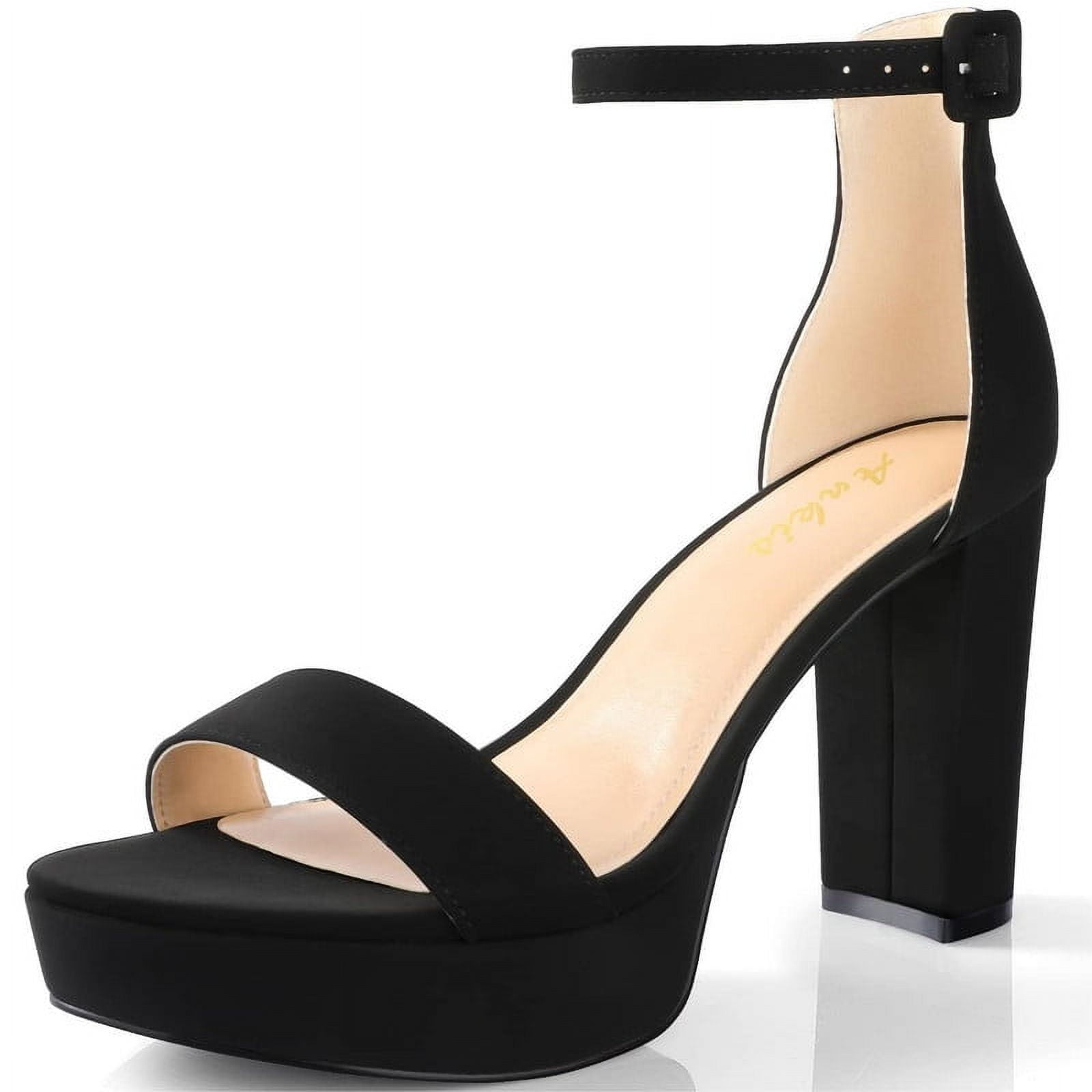 ◆あご当てCozina型 HillClamp Ebony 4/4 Ankis 4 Inches Platform Heels Chunky for Women Comfy Heels