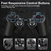 PS2 Controller,2 Packs Wireless Controller Compatible with PS2/PS2 Slim/PS1,PS2 Replacement Wireless Controller with Double Vibration ,Black
