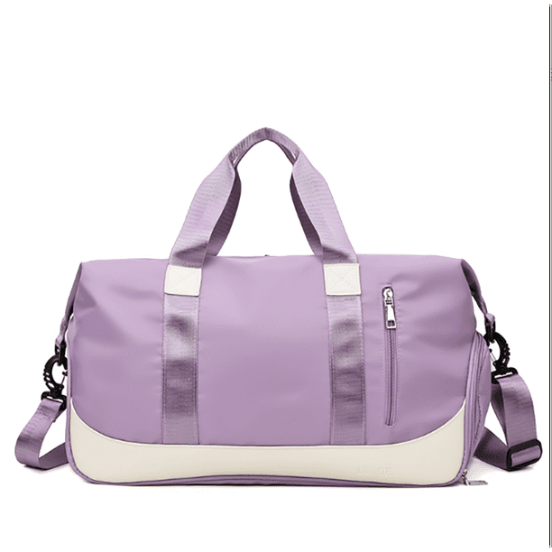 Large Capacity Duffel Bag with Shoe Compartment Wet Bag and Rolling Case  for Women Men Travel Bag Fitness Bag Gym Camping Yoga Waterproof 47 x 27 x  21cm (Purple) 