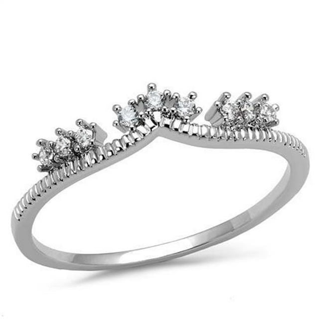 Alamode 3W1226-9 Anneau en Laiton Rhodium pour Femmes avec AAA Grade CZ en Clair - Taille 9